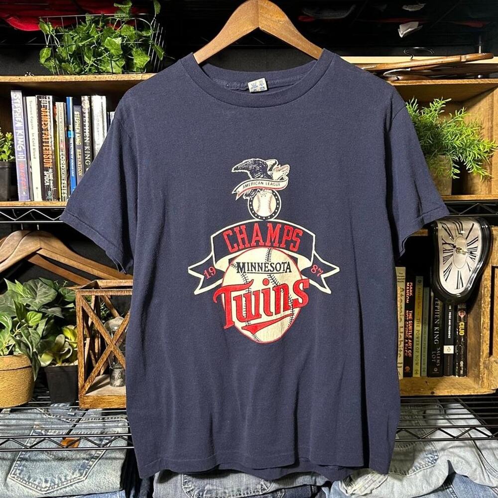 Vintage 80s Champion Minnesota Twins Single Stitch Tee Large MLB Baseball Shirt